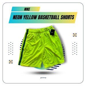 Nike Neon Yellow Basketball Shorts Mens Size L Training Lightweight Activewear